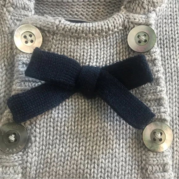 NWOT Jacadi Paris Gray Wool Blend Poncho, Size 18 Months. - Picture 3 of 8